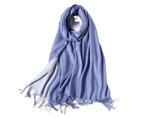 Cashmere headscarf in Faded Denim