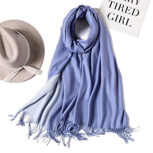 Cashmere headscarf in Faded Denim