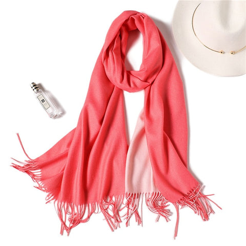 Cashmere headscarf in Coral Pink