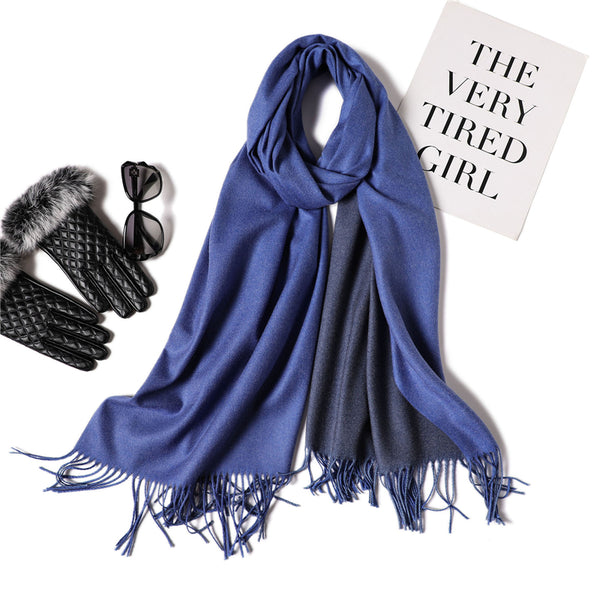 Cashmere headscarf in Classic Blue